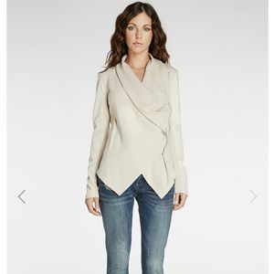 BLANKNYC Drape-Front Faux Leather Jacket